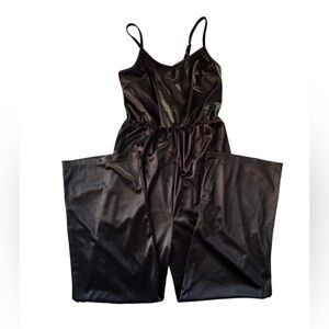 Cosmic Beauty Black Satin Spaghetti Strap Jumpsuit